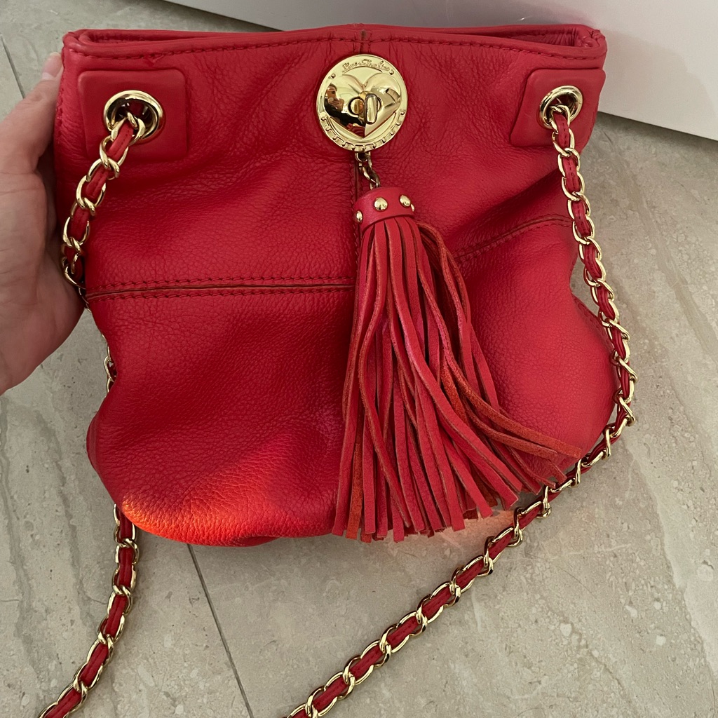 Love Moschino Red Leather Gold Chain Bag